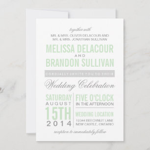 Mint Green Modern Typography Wedding Invitation