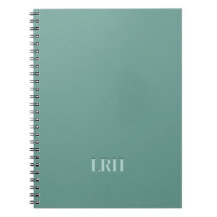 Mint Green Monochrome Chic Initial Monogram  Notebook