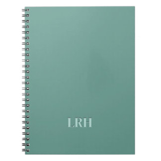 Mint Green Monochrome Chic Initial Monogram  Notebook