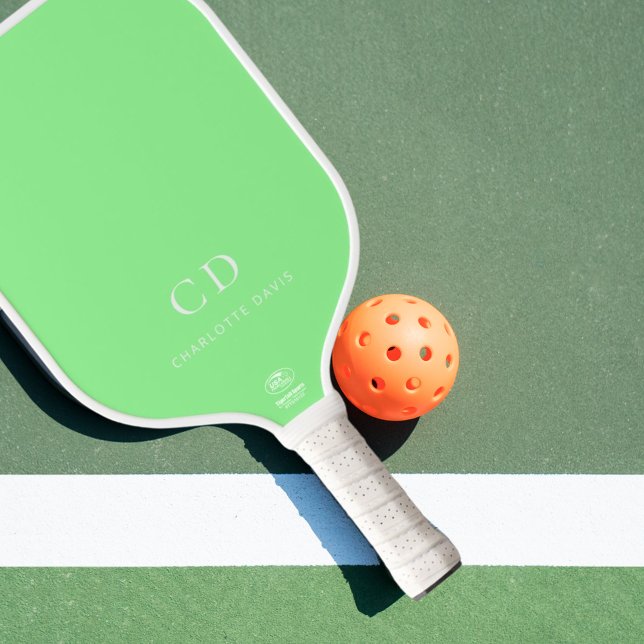 Mint green monogram initials name pickleball paddle (Creator Uploaded)