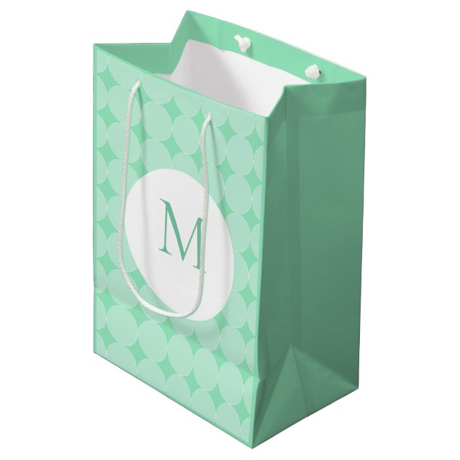 Mint Green Monogrammed Elegant Modern Template Medium Gift Bag (Front Angled)