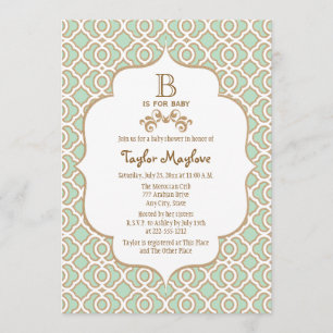 Mint Green Moroccan Gender Neutral Baby Shower Invitation