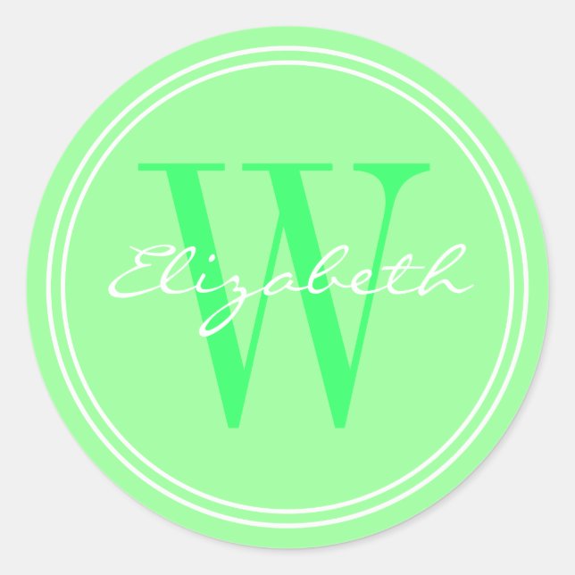Mint Green Name Monogram Envelope Seals (Front)