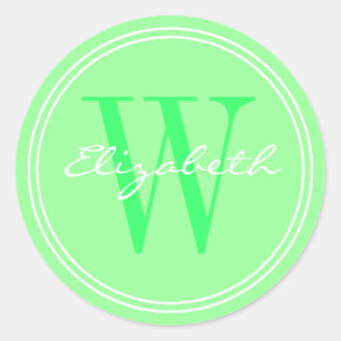 Mint Green Name Monogram Envelope Seals
