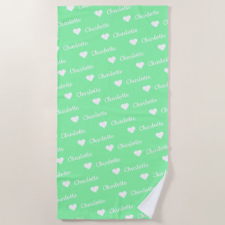 Mint Green Name Pattern Summer Vibes Beach Towel