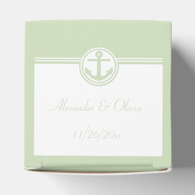 Mint Green Nautical Anchor Favour Box (Top)