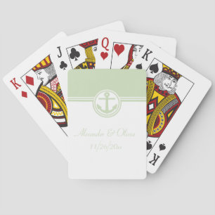 Mint Green Nautical Anchor Playing Cards