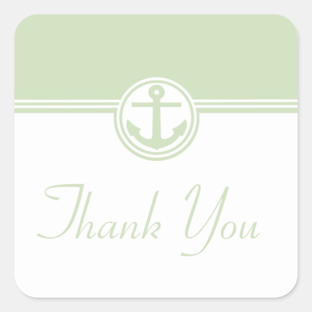 Mint Green Nautical Anchor Thank You Stickers (Front)