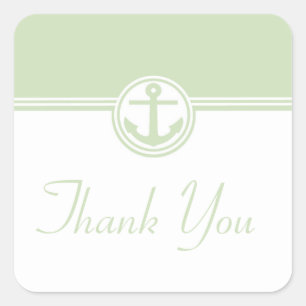 Mint Green Nautical Anchor Thank You Stickers