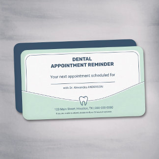 Mint Green & Navy Blue - Dental Appointment Card