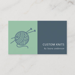 MINT GREEN NAVY GREY KNITTING WOOL YARN BALL BUSINESS CARD
