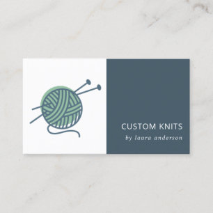 MINT GREEN NAVY GREY KNITTING WOOL YARN BALL BUSINESS CARD