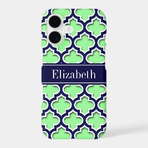 Mint Green, Navy Moroccan #5DS Navy Name Monogram