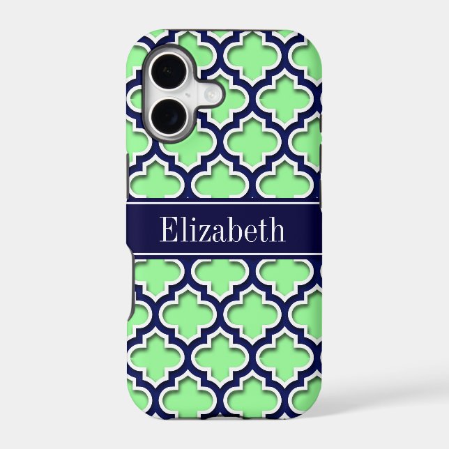 Mint Green, Navy Moroccan #5DS Navy Name Monogram (Back)