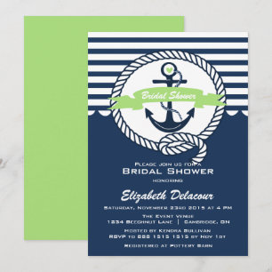 Mint Green Navy Nautical Bridal Shower Invitation