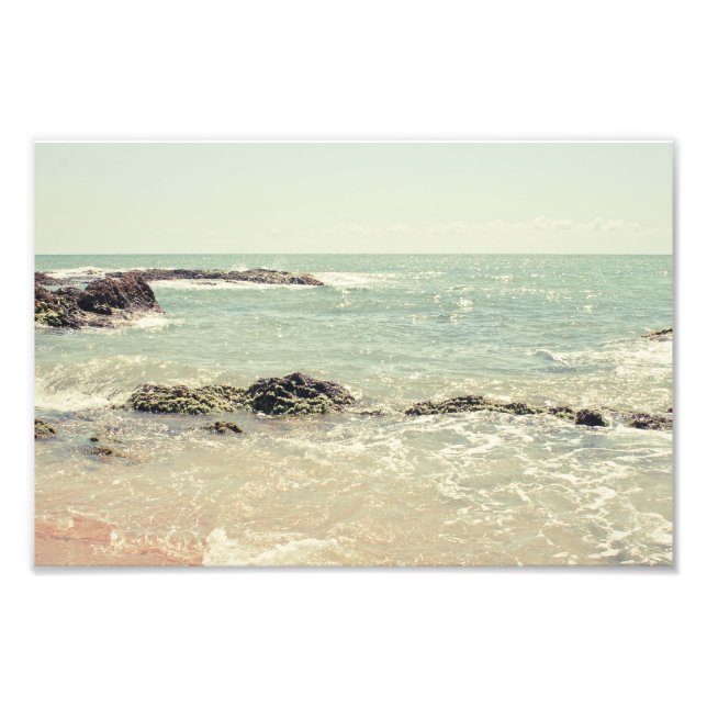 Mint Green Ocean Pastel Beach Photography Photo Print (Front)