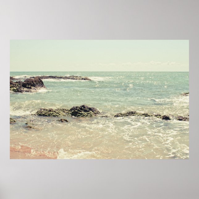 Mint Green Ocean Pastel Beach Photography Poster (Front)