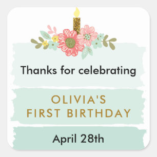 Mint Green Ombre Cake Birthday Favour Tag