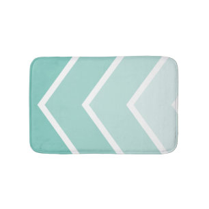 Mint Green Ombré Chevron Stripes Pattern Bath Mat