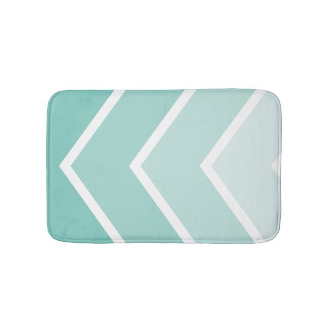 Mint Green Ombré Chevron Stripes Pattern Bath Mat (Front)