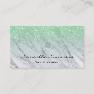 Mint Green Ombre Glitter Marble Customise Glitter Business Card