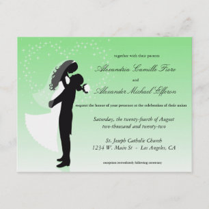 Mint Green Ombre Silhouette Formal Wedding Invite