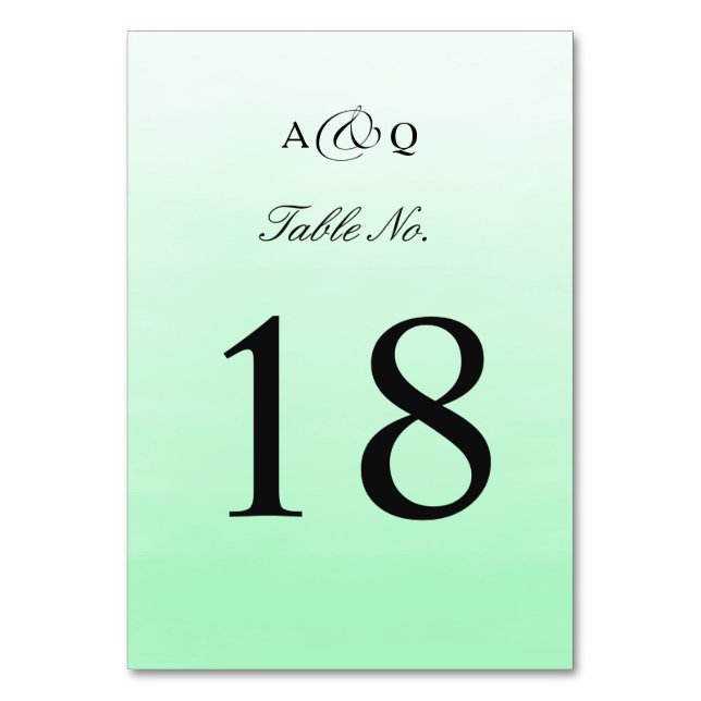 Mint Green Ombre | Wedding Table Number (Front)