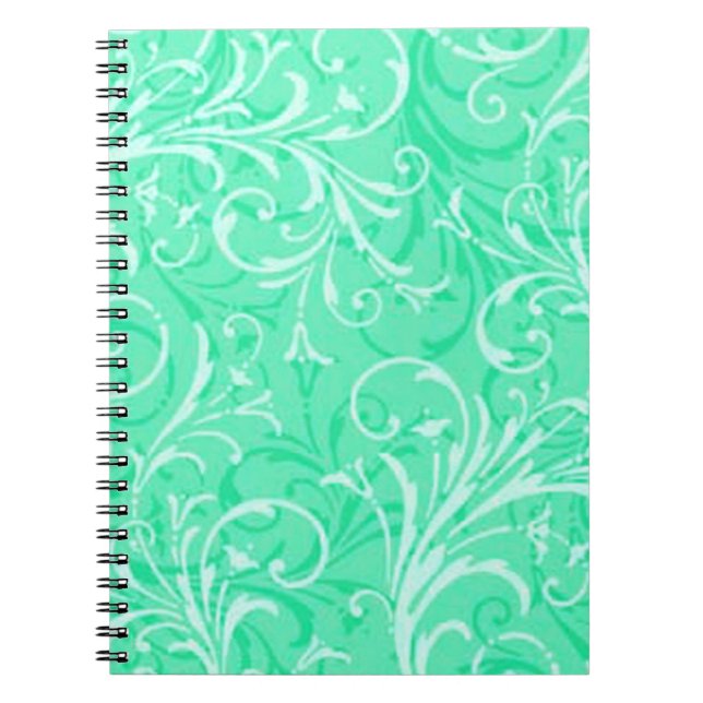 Mint Green Ornamental Spiral Notebook (Front)