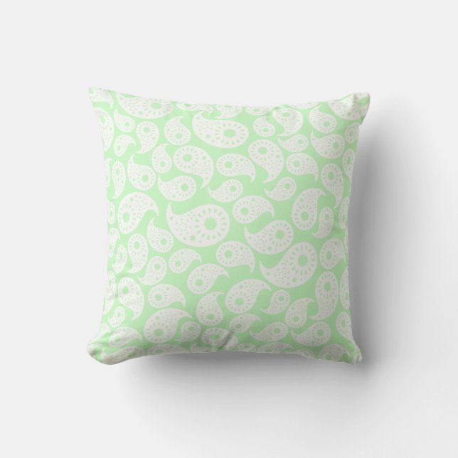 Mint Green Paisley. Cushion (Front)