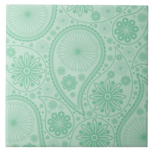 Mint green paisley pattern tile
