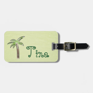 Mint Green Palm Tree Luggage Tag