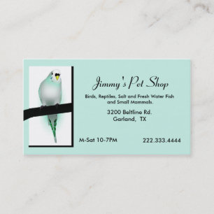 Mint Green Parakeet Pet Store Business Card