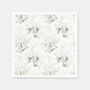 Mint Green Pastel Floral Greenery Pattern Napkin