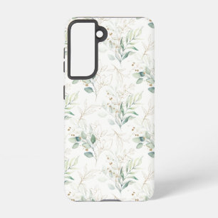 Mint Green Pastel Floral Greenery Pattern Samsung Galaxy Case