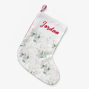 Mint Green Pastel Floral Greenery Pattern Small Christmas Stocking