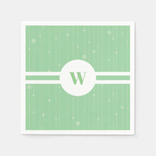 Mint green pattern monogram in round frame napkin