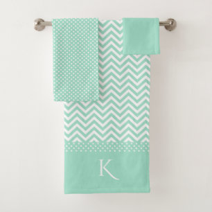 Mint Green Patterned Bath Towel Set