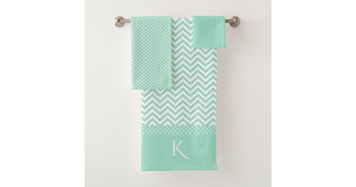 Mint Green Patterned Bath Towel Set Zazzle