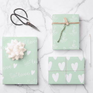 Mint Green Patterned Wrapping Paper Sheets