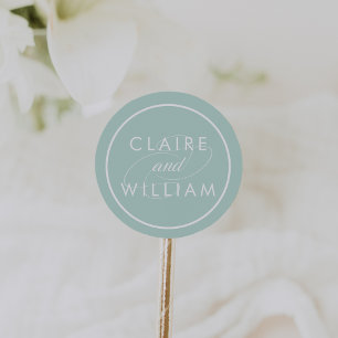 Mint Green Personalised Wedding Classic Round Sticker