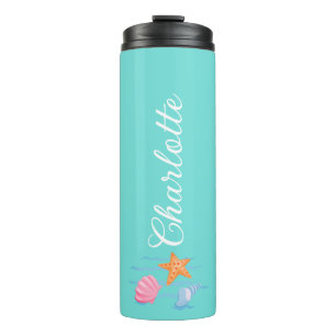 Mint Green Personalized Seashells  Thermal Tumbler