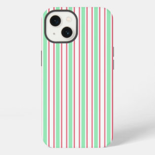 Mint green, pink and white candy stripes Case-Mate iPhone 13 Case