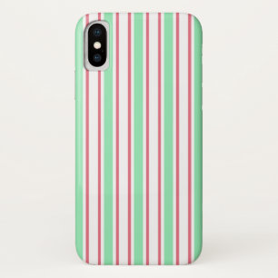 Mint green, pink and white candy stripes iPhone x case