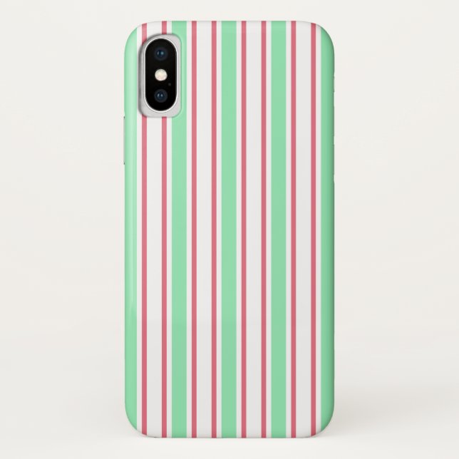 Mint green, pink and white candy stripes Case-Mate iPhone case (Back)