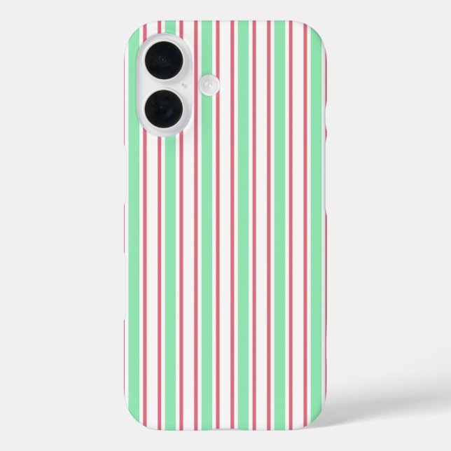Mint green, pink and white candy stripes Case-Mate iPhone case (Back)