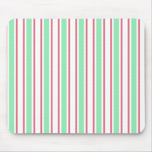 Mint green, pink and white candy stripes mouse mat