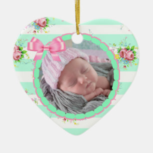 Mint Green & Pink Christmas Keepsake Ornament