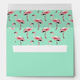 Mint green Pink flamingo tropical summer trend Envelopes