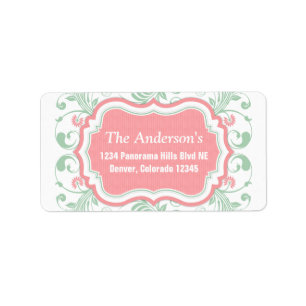 Mint Green Pink Floral Return Address Mailing Label