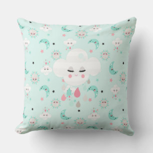MINT GREEN PINK GRAY & BLACK PLUSH ANIMALS CUSHION